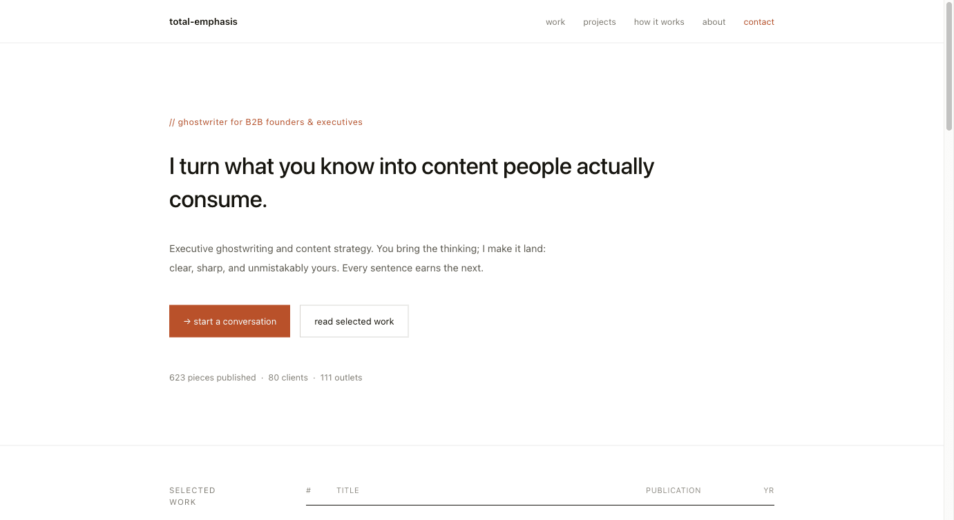 The Total Emphasis public website homepage